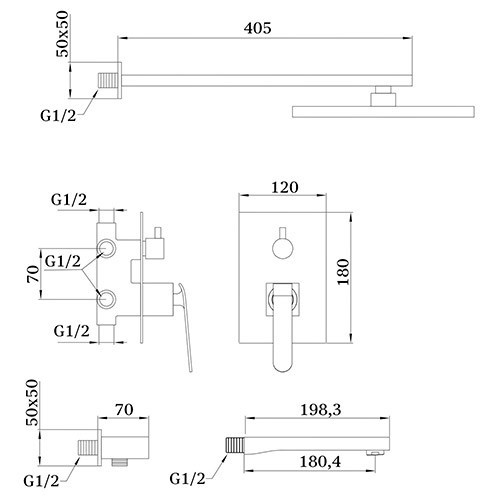 Встроенный смеситель для душа GZ 26065-C Ganzer
