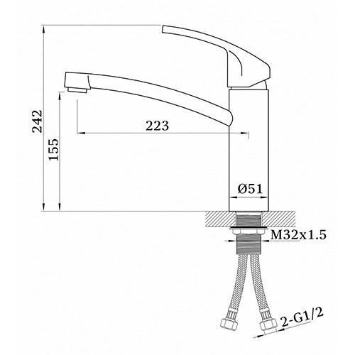 Смеситель для кухни однорычажный GZ 16024C Ganzer