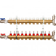 Коллектор из латуни с расходомерами на 11 контура Stout