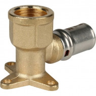 Угольник настенный с креплением короткий 20х1/2 для металлопластиковых труб, прессовой STOUT