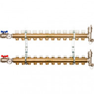 Коллектор из латуни со регулирующими вставками на 12 контура Stout