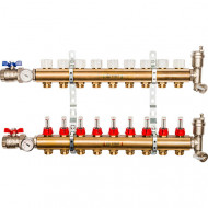 Коллектор из латуни с расходомерами на 9 контура Stout
