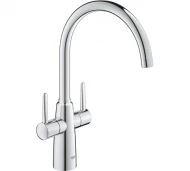 Смеситель для мойки Grohe Ambi с двумя рукоятками, высокий излив 30189000 Смеситель для мойки Grohe Ambi с двумя рукоятками, высокий излив 30189000